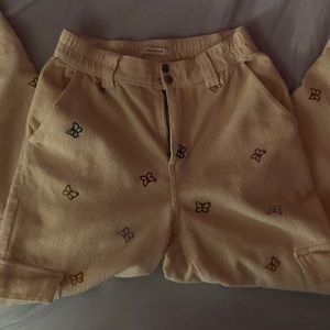 Yellow butterfly embroidered cargos